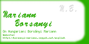 mariann borsanyi business card